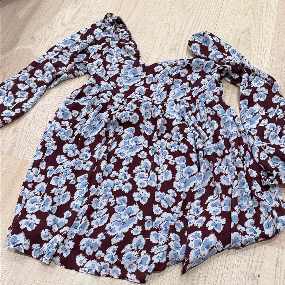 Abercrombie & Fitch Floral Mini Dress in Blue and Brown